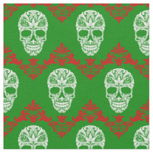 gothic ornate victorian christmas skulls fabric