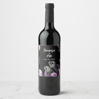 Gothic Owls Wedding Wine Label