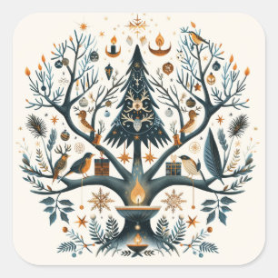 Gothic, Pagan, Nordic, Yule or Christmas Square Sticker