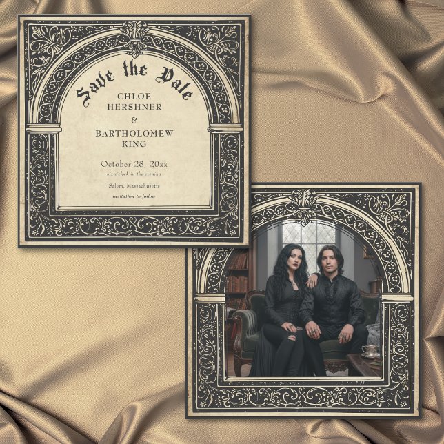 Gothic Parchment Medieval Until Death Photo Save The Date (Gothic Parchment Medieval Until Death Photo Wedding Save the Date Card)