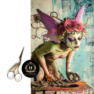 Gothic Paris Pink Wings Gargoyle Decoupage  Tissue Paper