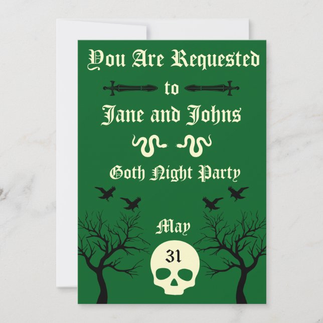 Gothic Party Printable  Invitation (Front)