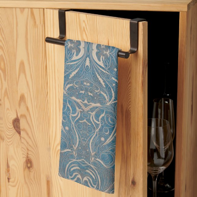Gothic Pattern Blue Kitchen Towel (Thirds Fold)
