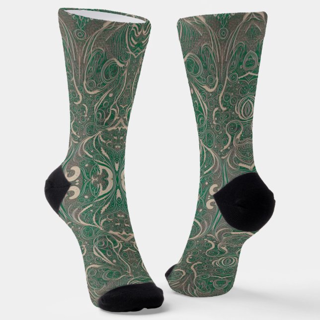 Gothic Pattern Green Socks (Angled)
