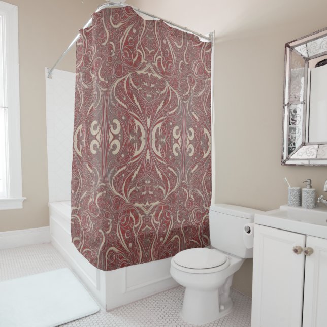 Gothic Pattern Red Shower Curtain (In Situ)