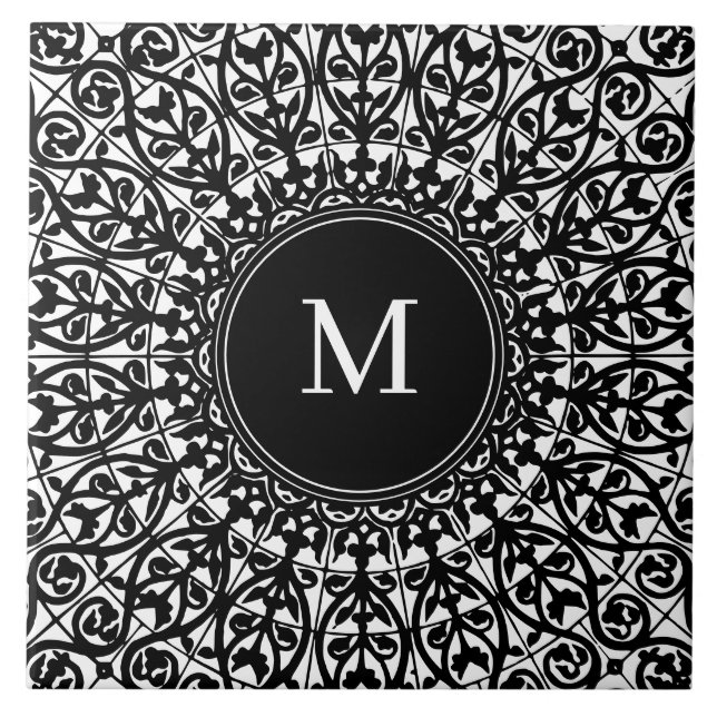 Gothic Personal Monogram Customisable Personalised Tile (Front)