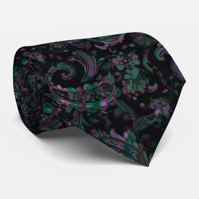 Gothic Petrol Paisley Tie (Rolled)