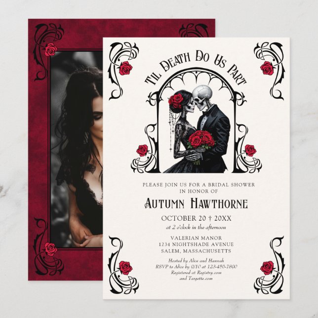 Gothic Photo Til Death Bridal Shower Invitation (Front/Back)