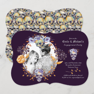 Gothic PHOTO Wedding/Engagement Purple Skulls Invitation