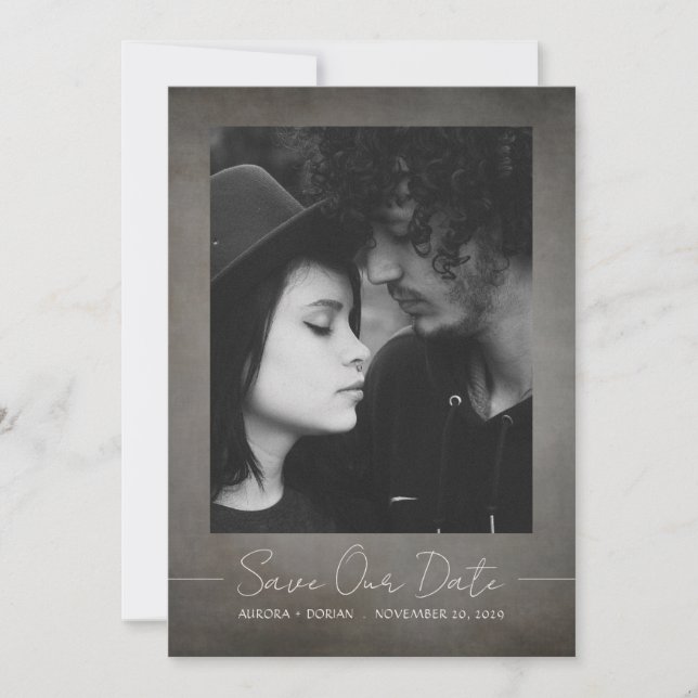Gothic Photo Wedding Save the Date Invitation (Front)
