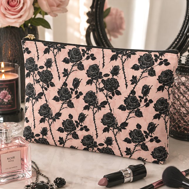 Gothic Pink Cemetery Roses Floral Accessory Pouch (Creator Uploaded)