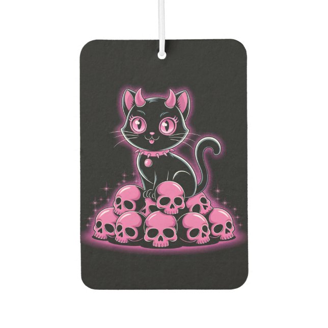 Gothic Pink Devil Cat Car Air Freshener (Front)