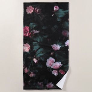 Gothic Pink Flower Beach Towel