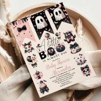 Gothic Pink Halloween Baby Shower Invitation