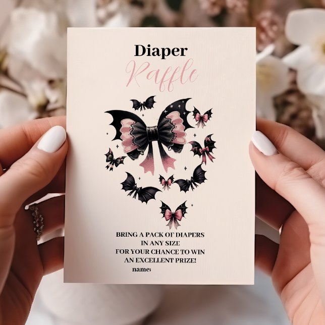 Gothic Pink Halloween Baby Shower Raffle Diapper Enclosure Card (Creator Uploaded)