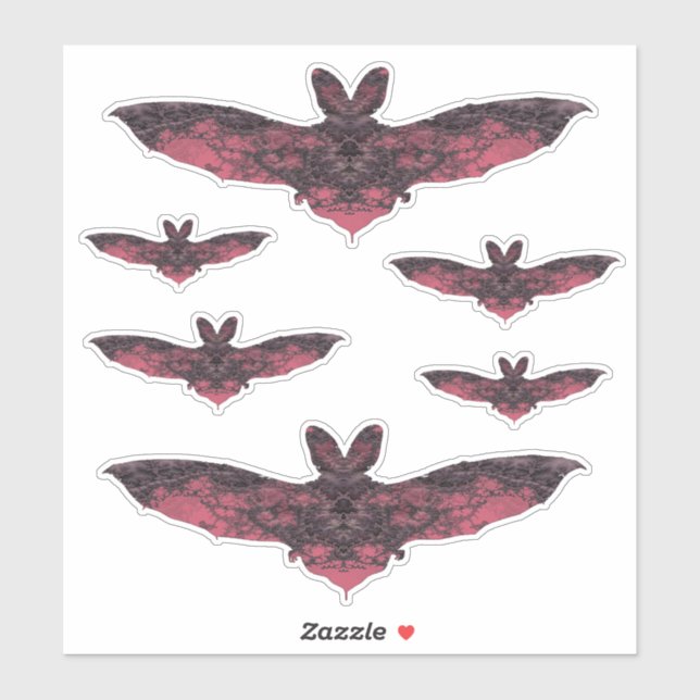 Gothic Pink Lace Fractal Bat Set (Sheet)