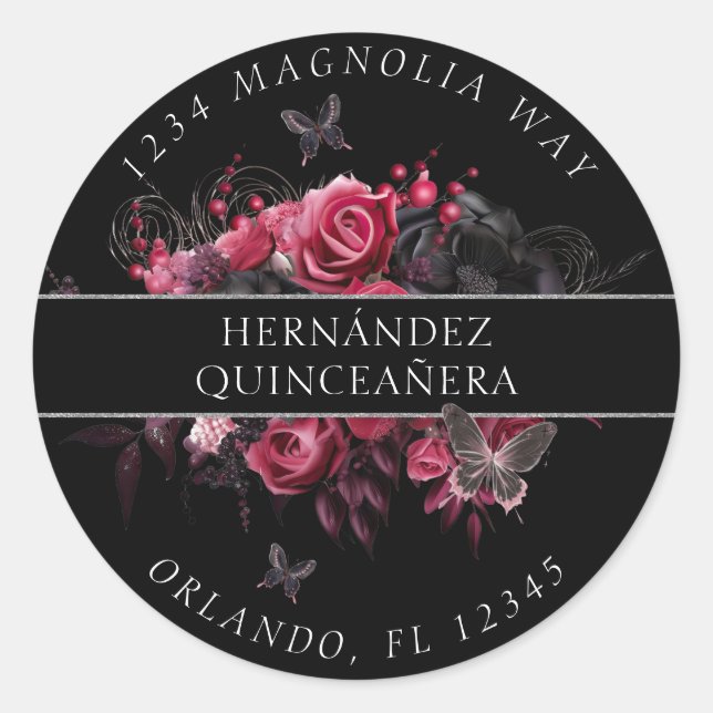 Gothic Pink Red & Black Moody Return Address Label (Front)