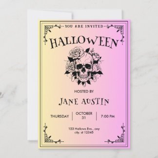 Gothic Pink Vintage Halloween Party Invitation