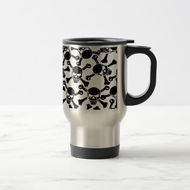 Gothic Pirate Skulls & Crossbones Travel Mug (Right)