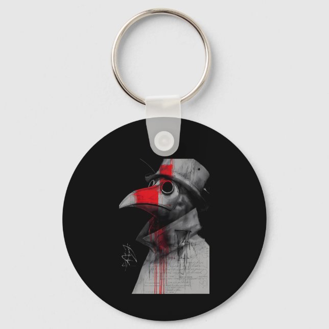 Gothic Plague Doctor Trash Polka Keychain (Front)