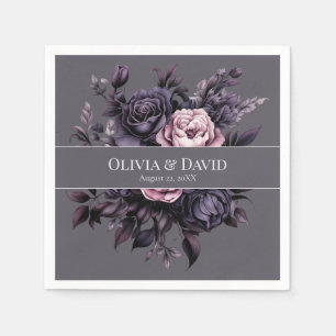 Gothic Plum Floral Wedding Napkins