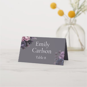 Gothic Plum Floral Wedding Place Card