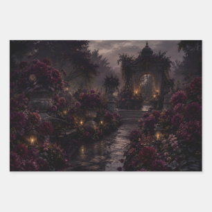 GOTHIC PLUM GARDEN WALKWAY WRAPPING PAPER SHEET