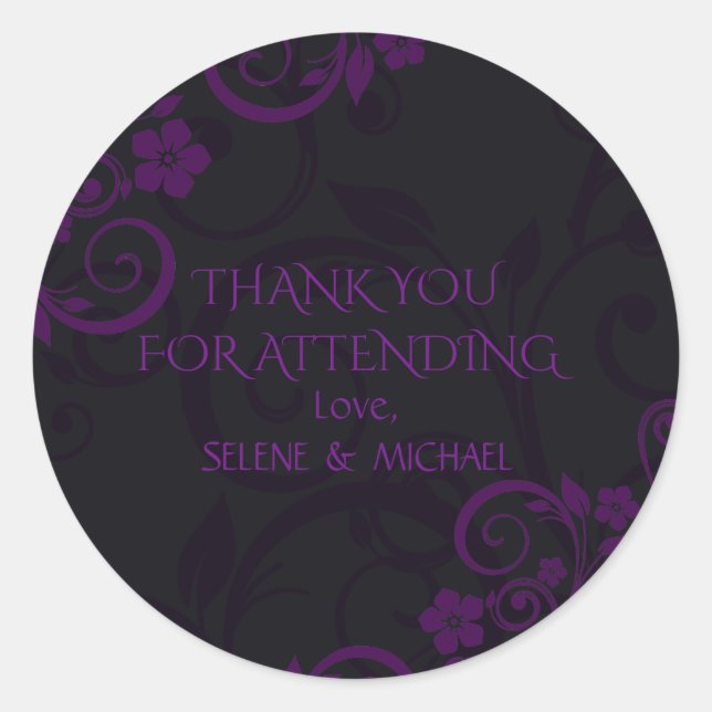 Gothic Plum Thank You Stickers (Front)