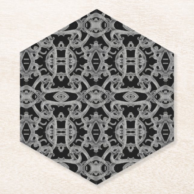 GOTHIC Pointed Hexagon Paper Coasters (Front)