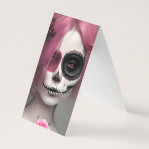 Gothic Portrait of an Elegant Pretty Sugar Skull C Business Card