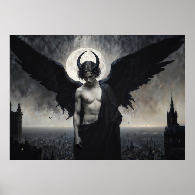 Gothic Portrait of Lord Lucifer Poster (Front)