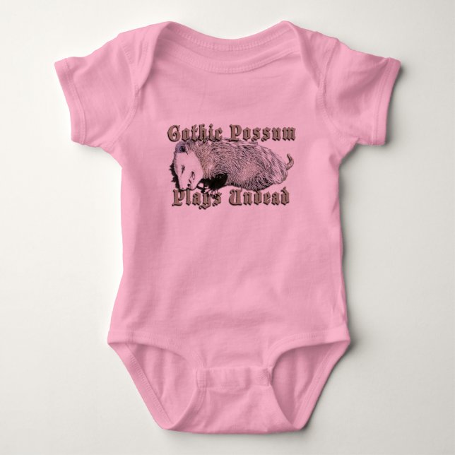 Gothic Possum Plays Undead Baby Bodysuit (Front)