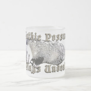 Gothic Possum Plays Undead Frosted Glass Coffee Mug