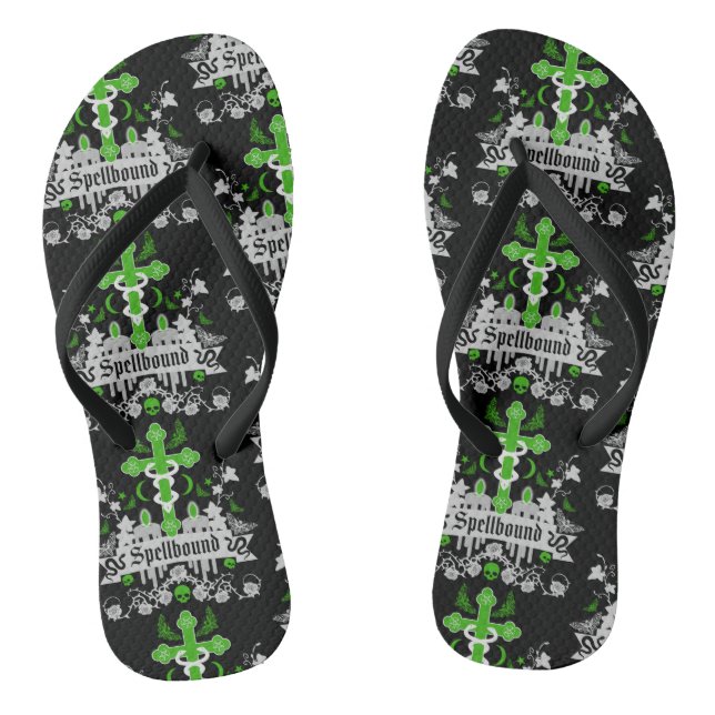 Gothic Post Punk Fashion Accessories Flip Flops (Footbed)