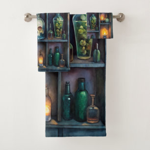 Gothic Potion Bottles – Dark Apothecary Bath Towel Set
