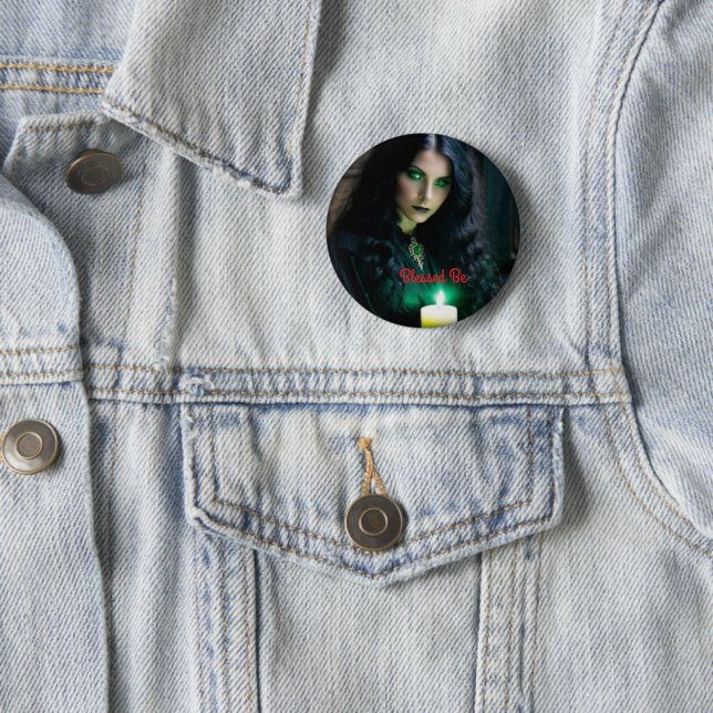 Gothic Pretty Witch, Dark Theme 6 Cm Round Badge (In Situ)