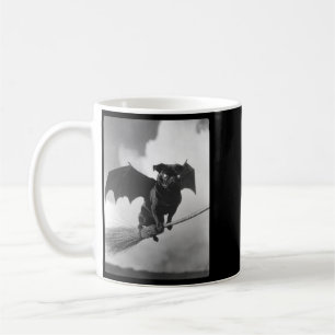 Gothic Pug With Bat Wings Witch Broom Spooky Coffee Mug