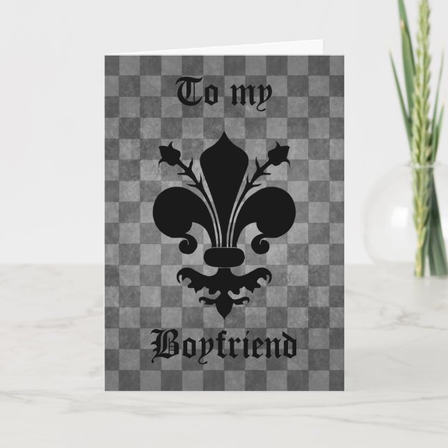 Gothic punk fleur de lis funny boyfriend birthday card (Front)
