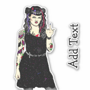 Gothic Punk Girl Flipping the Bird