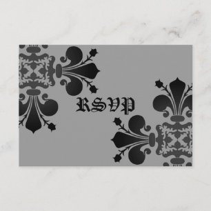 Gothic punk royal fleur de lis rsvp black grey card