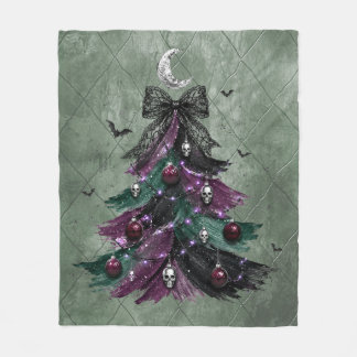 Gothic Purple And Black Halloween Tree Fleece Blanket