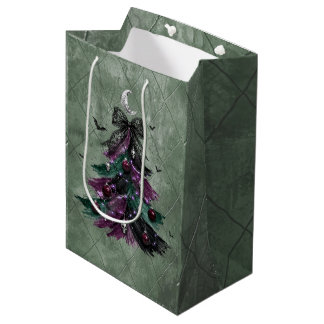 Gothic Purple And Black Halloween Tree Medium Gift Bag
