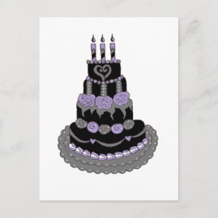 Gothic Purple Birthday Cake Postcard