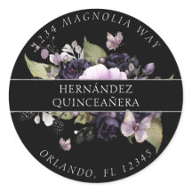 Gothic Purple & Black Moody Florals Quinceañera