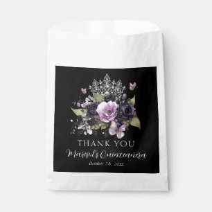 Gothic Purple & Black Moody Florals Quinceañera Favour Bags