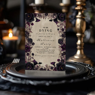 Gothic Purple Bloom Halloween Party Invitation