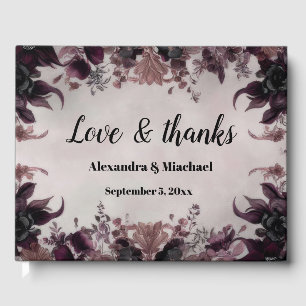Gothic Purple Bloom Wedding Guest Book