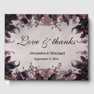 Gothic Purple Bloom Wedding Guest Book