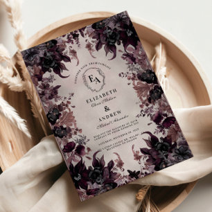 Gothic Purple Bloom Wedding Invitation