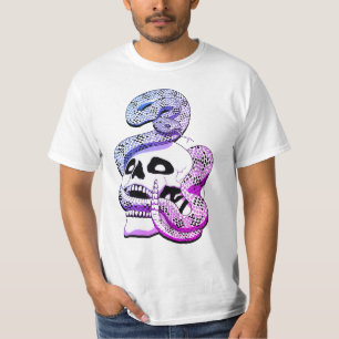 Gothic Purple & Blue Snake and Skull Dark Art T-Shirt